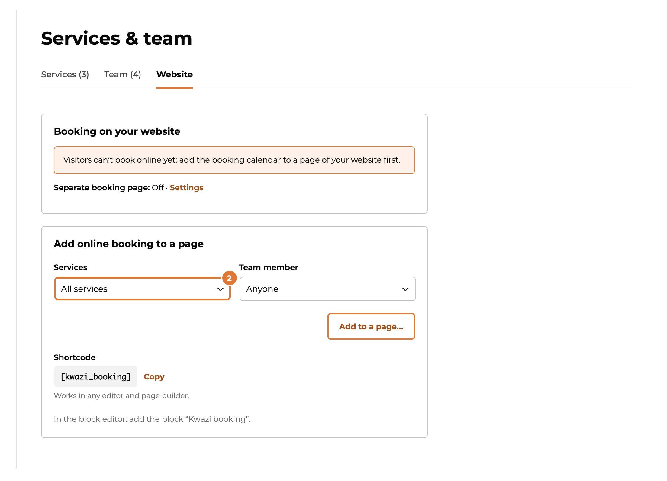 Let visitors book on your website, step 2