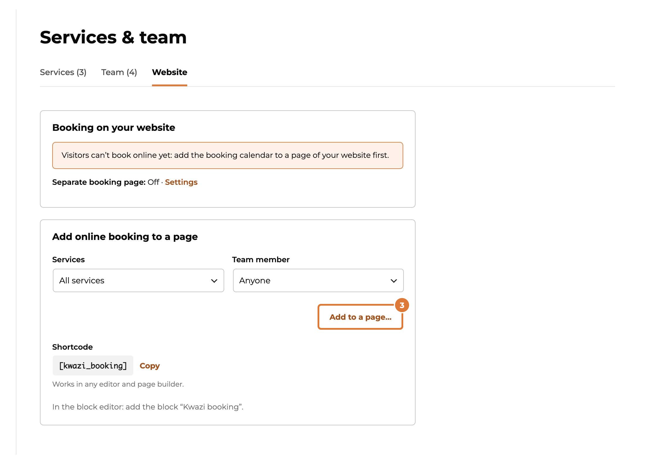 Let visitors book on your website, step 3