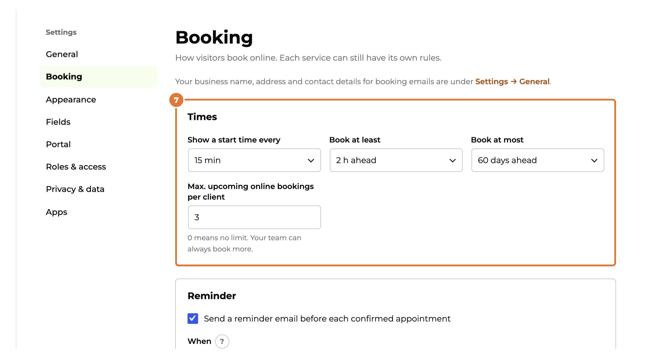 Let visitors book on your website, step 7