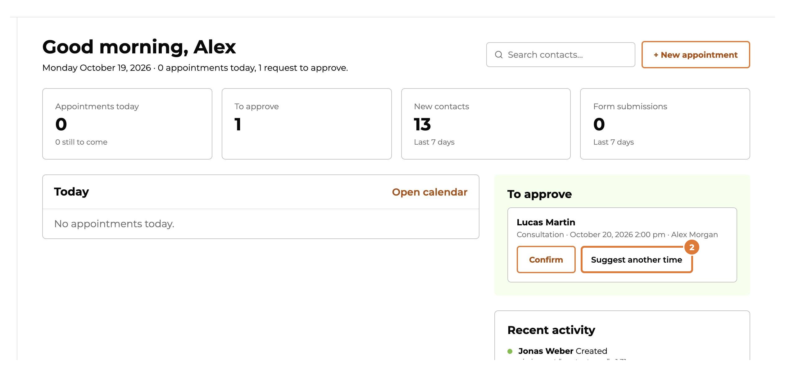 Confirm and manage appointments, step 2
