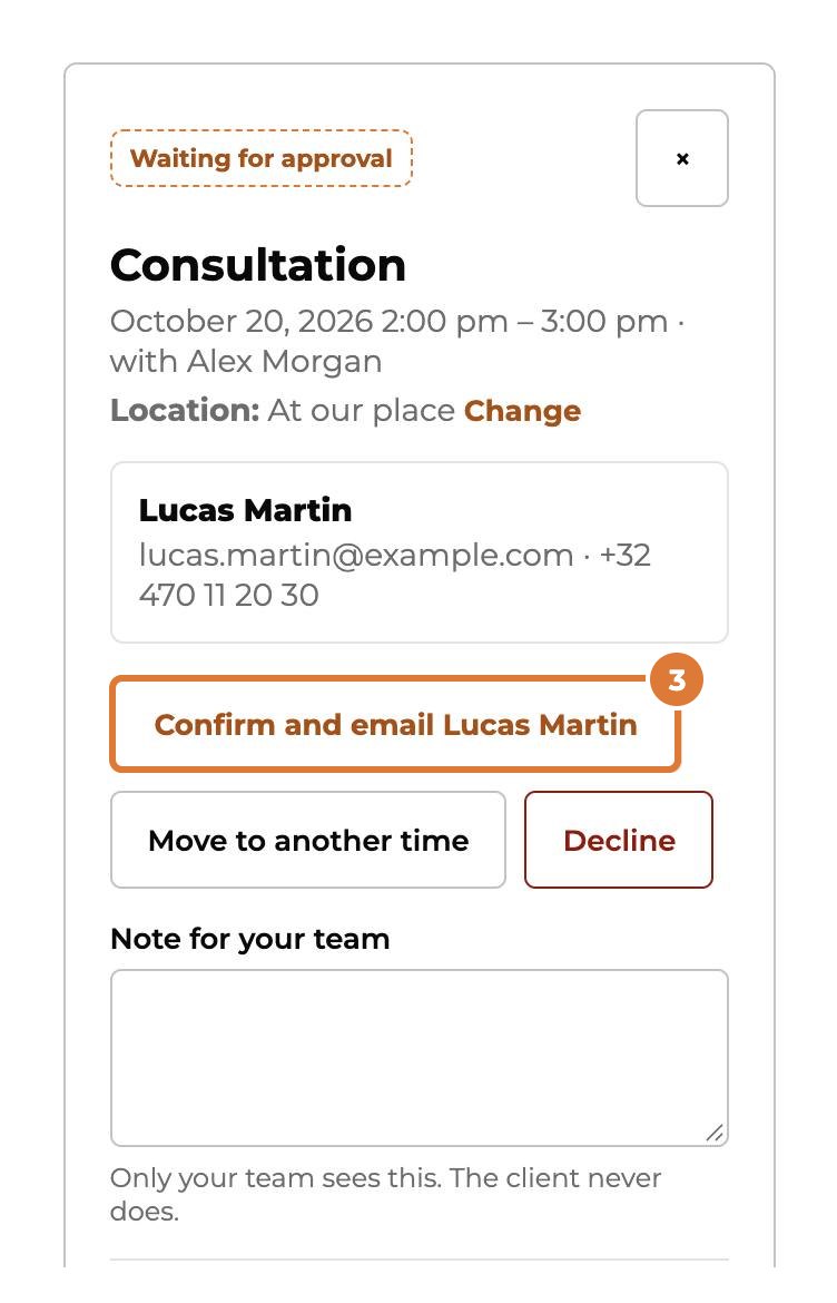 Confirm and manage appointments, step 3