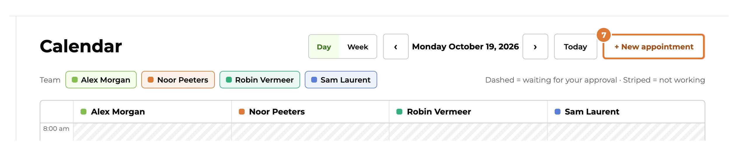 Confirm and manage appointments, step 7